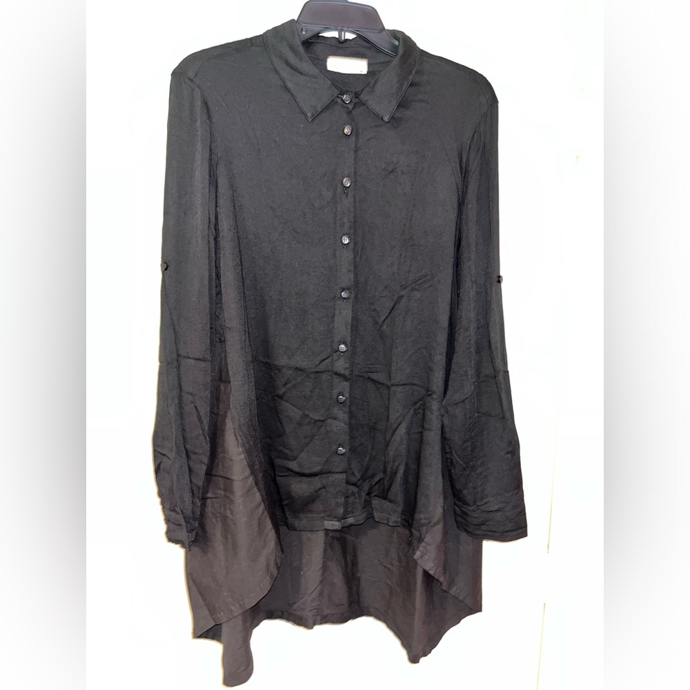 STARK X Long Sleeve Women's Black Uneven Shirt Size Medium